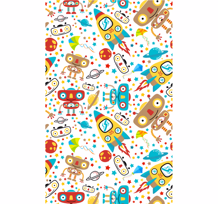 Store enrouleur chambre enfant aventure robots fusées - TenStickers