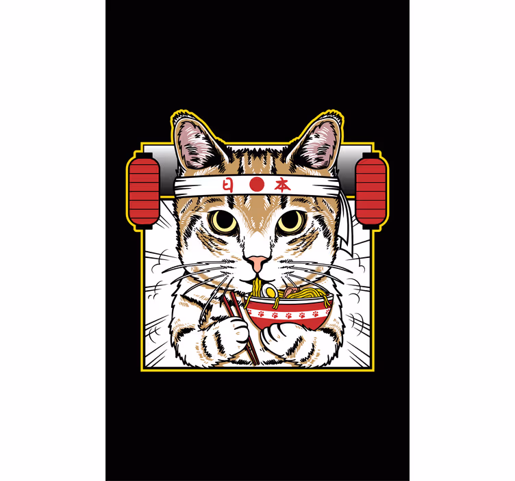 Store enrouleur animaux chat mangeur de nouilles - TenStickers