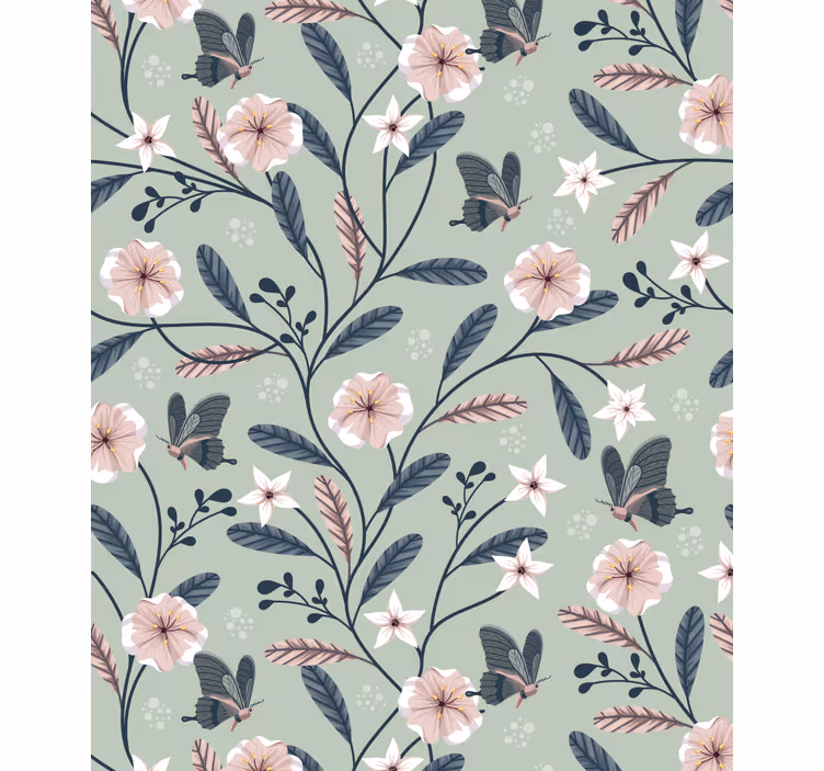 Stores enrouleurs fleurs et plantes motifs papillons - TenStickers