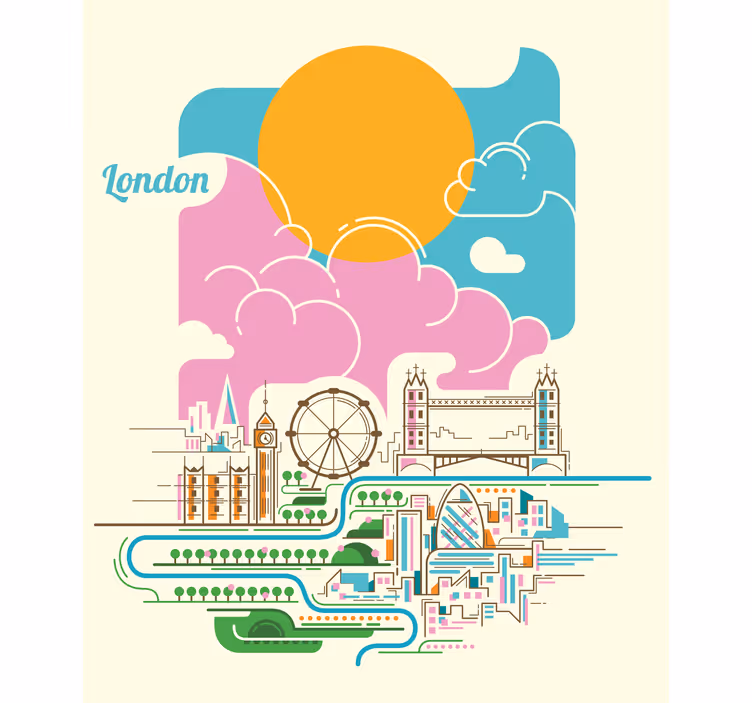 Store enrouleur carte du monde vue sur les toits de londres - TenStickers