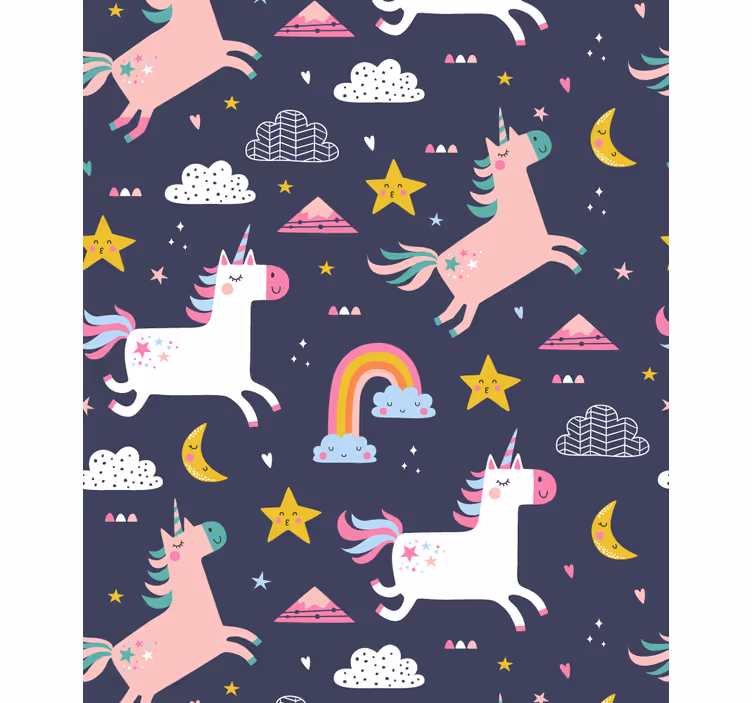 Store enrouleur pour chambre enfant licornes et étoiles - TenStickers