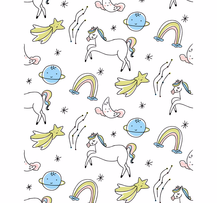 Store enrouleur chambre enfant licornes blanches et étoiles - TenStickers