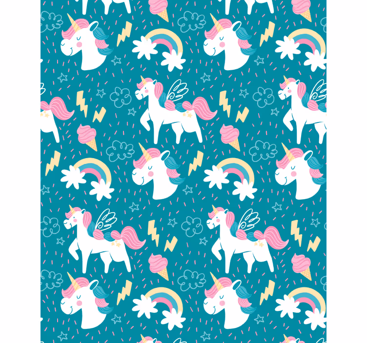 Store enrouleur pour chambre enfant motif licorne bleu - TenStickers