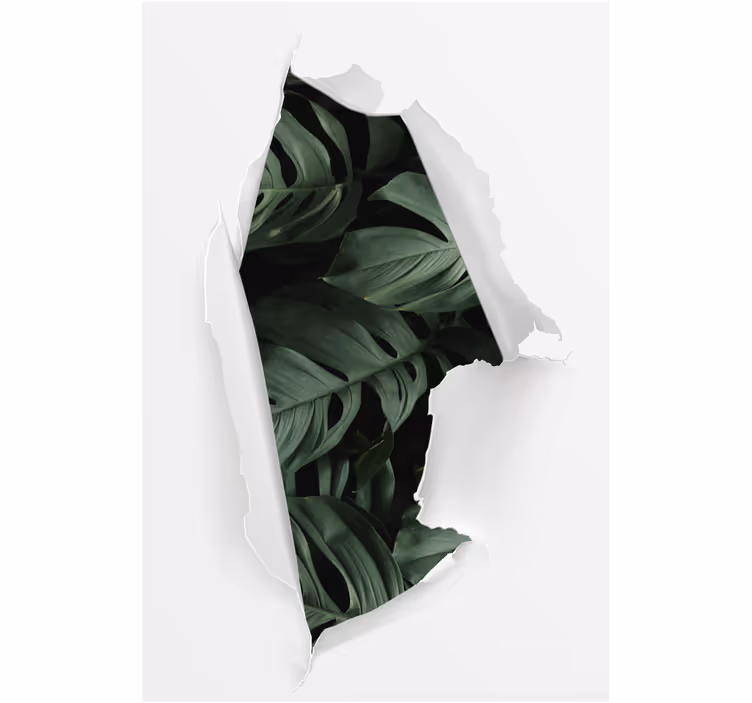 Store enrouleur fleurs et de plantes vue de verdure déchirée - TenStickers