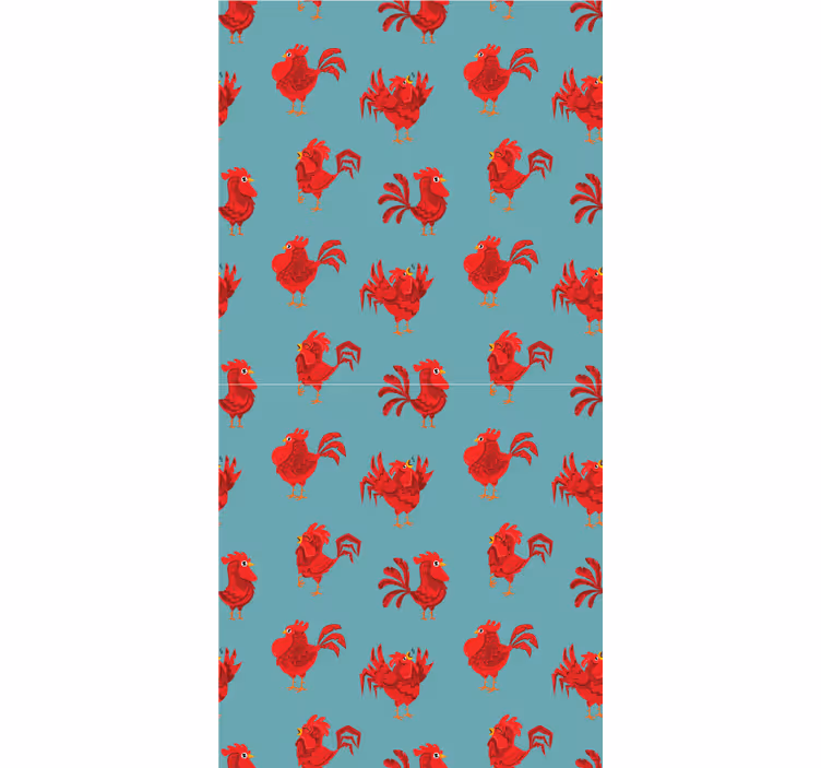 Store enrouleur animaux coqs rouges sur fond bleu - TenStickers