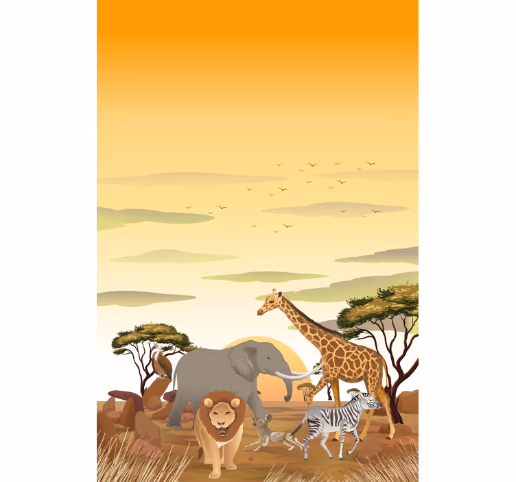 Store enrouleur chambre enfant animaux de la savane - TenStickers