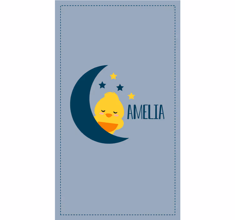 Store enrouleur pour chambre enfant poussin de lune avec nom - TenStickers