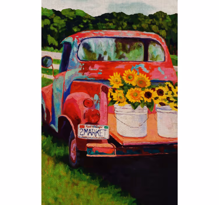 Store enrouleur motif fleur bouquet de camion vintage - TenStickers