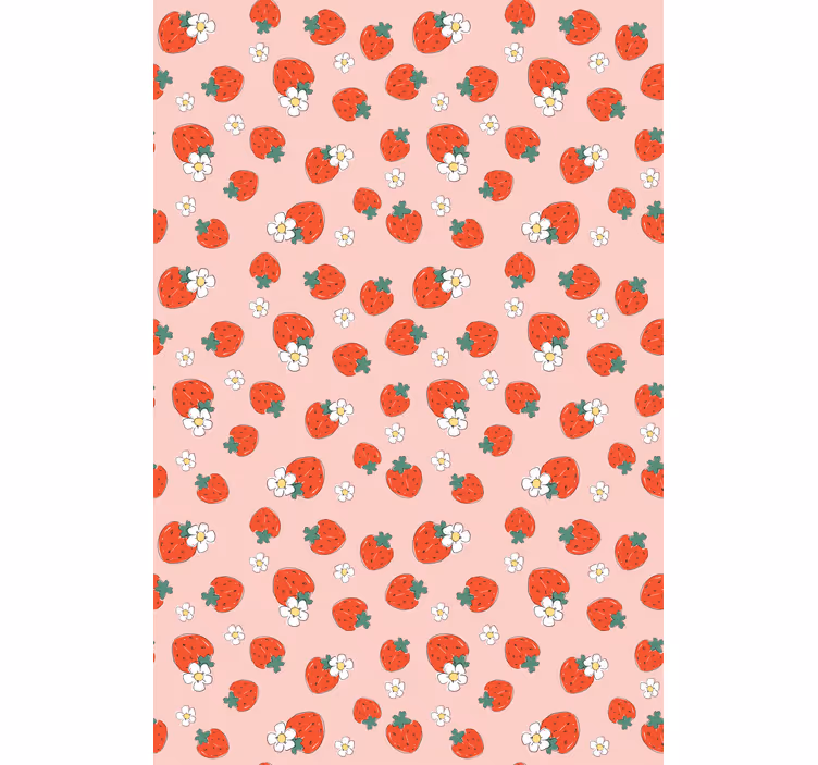 Store enrouleur fruits et légumes motif fraises fleurs - TenStickers