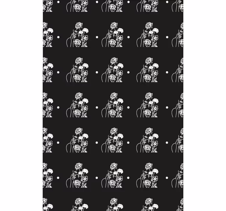 Store enrouleur motif fleur silhouette noire et blanche - TenStickers