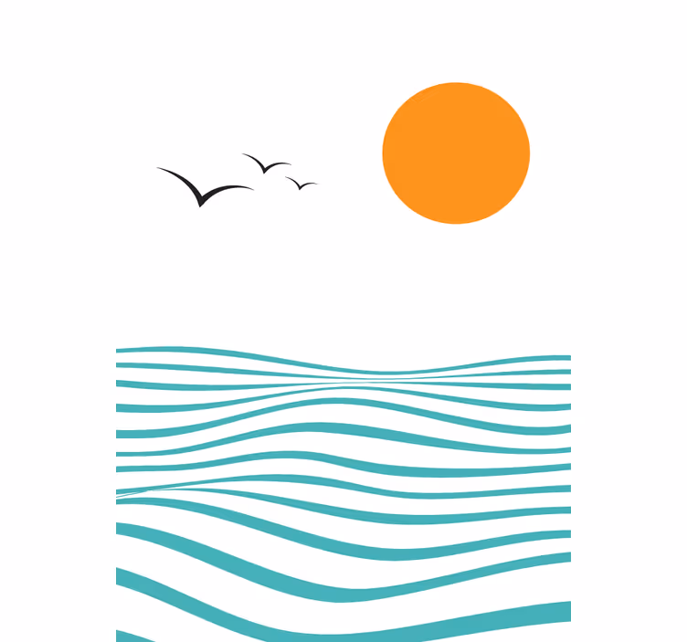 Store enrouleur moderne coucher de soleil avec des vagues - TenStickers