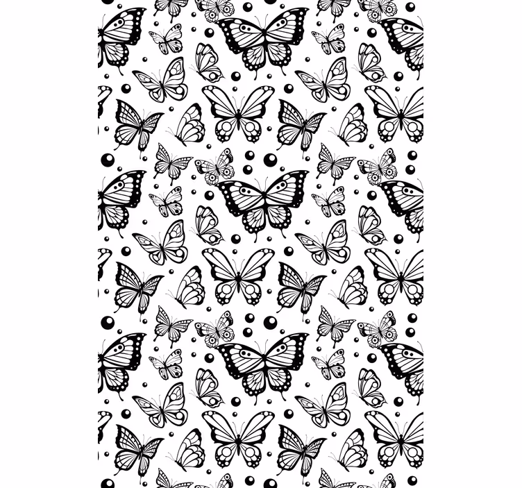 Store enrouleur papillon noir et blanc flottant - TenStickers