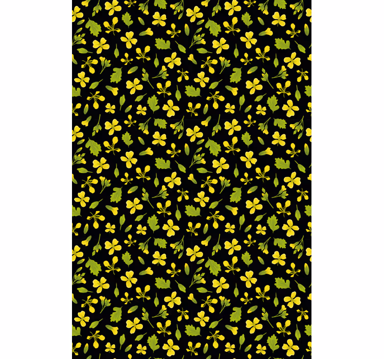 Stores enrouleurs fleurs et plantes motif jaune et noir - TenStickers