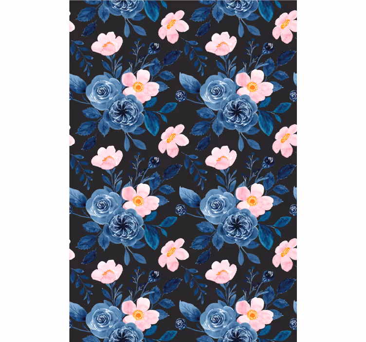 Stores enrouleurs fleurs et plantes motif floral bleu - TenStickers