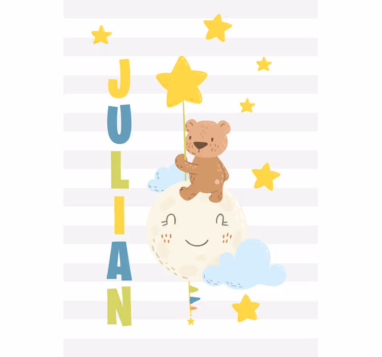 Store enrouleur pour chambre enfant ours étoile prénom - TenStickers