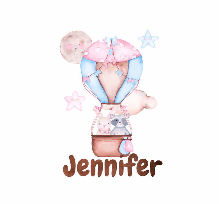 Store enrouleur pour chambre enfant montgolfière avec nom - TenStickers