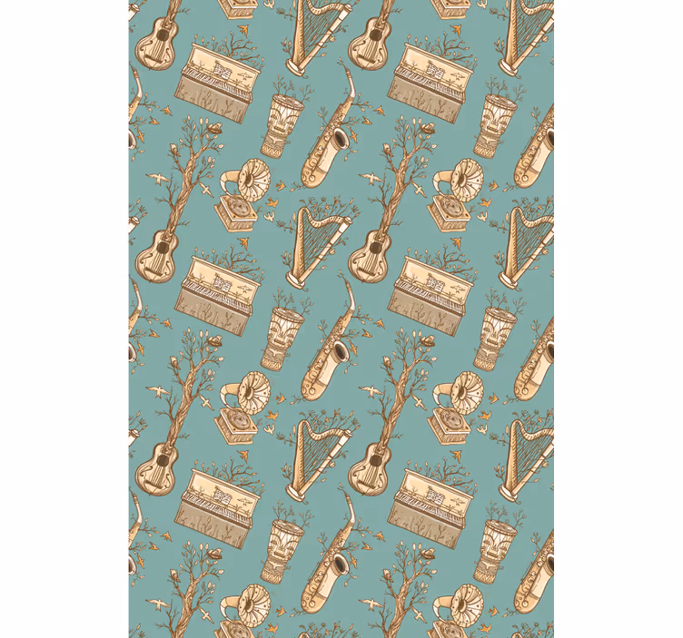 Store enrouleur pour chambre ado instruments vintage - TenStickers