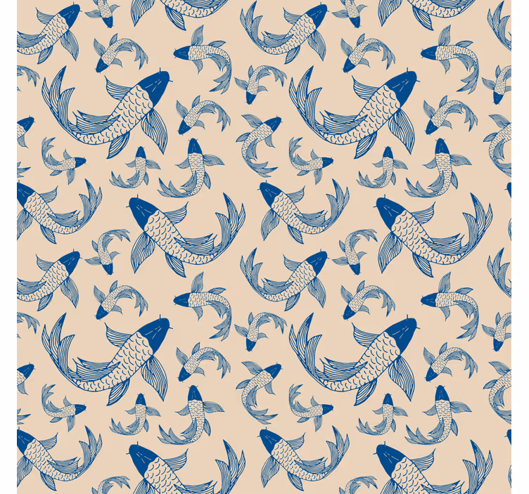 Store enrouleur salle de bain poissons koï beige et bleu - TenStickers