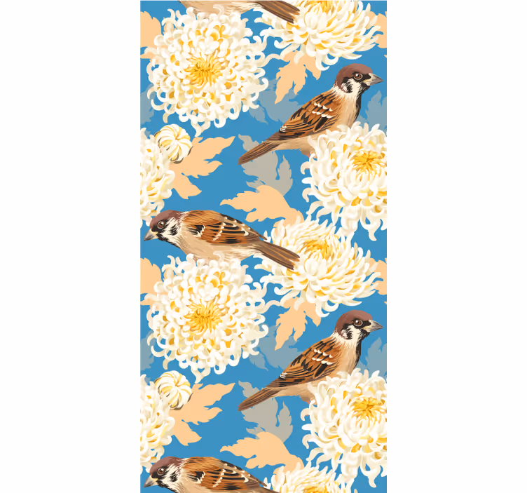 Store enrouleur animaux fleurs colorées et moineaux - TenStickers