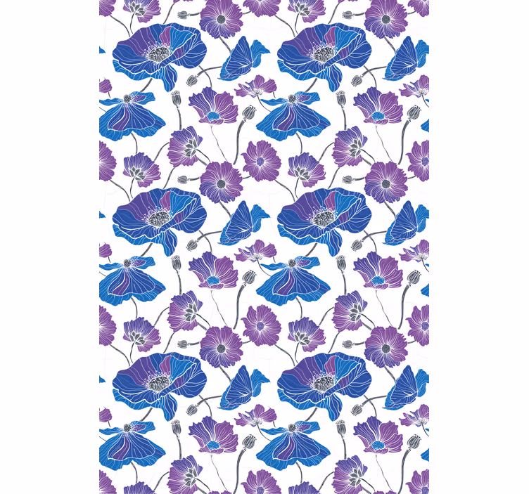 Stores enrouleurs fleurs et plantes motif bleu et rose - TenStickers