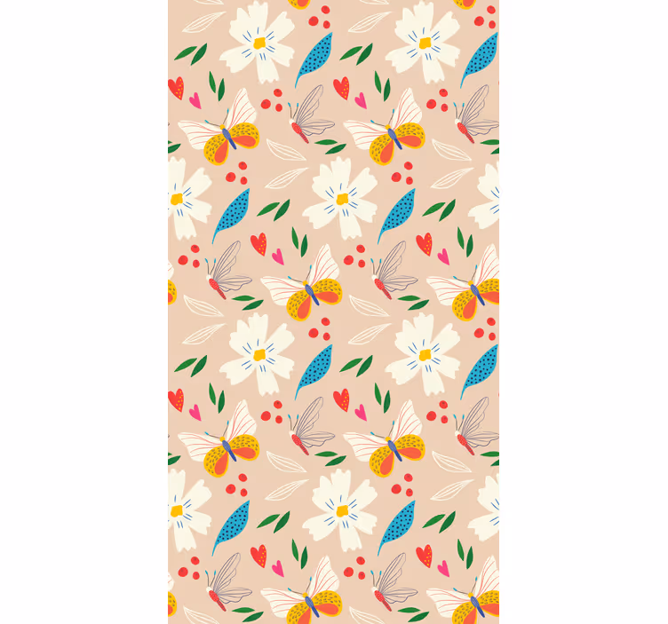 Store enrouleur papillon motif floral beige - TenStickers