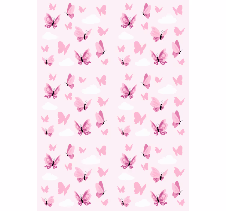 Store enrouleur papillon des nuages et des flottements roses - TenStickers
