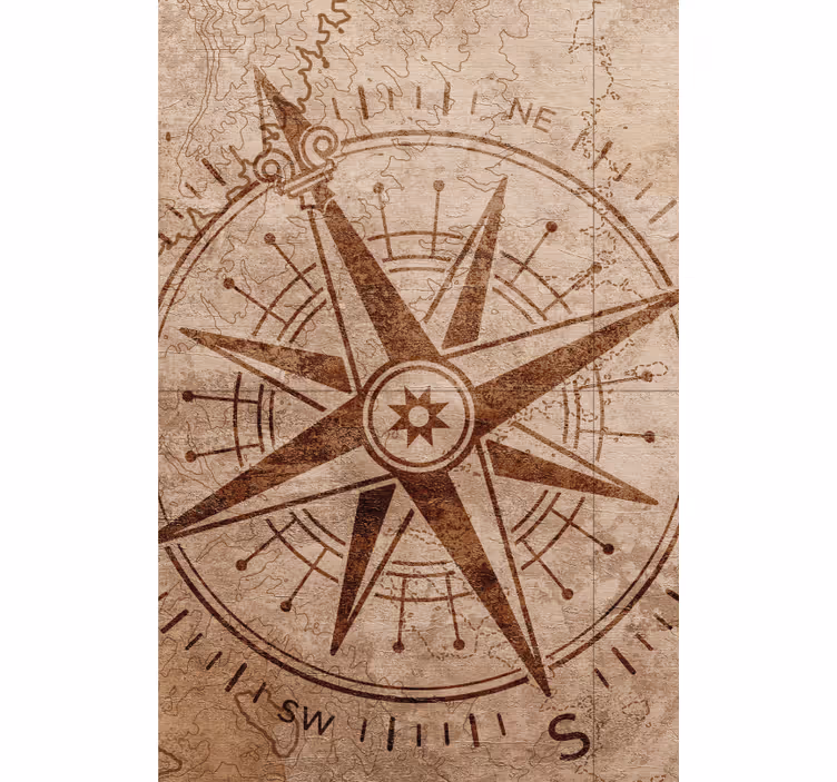 Store enrouleur carte du monde design boussole vintage - TenStickers