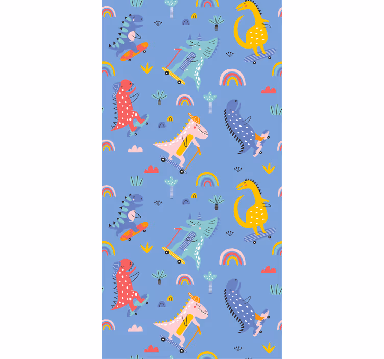 Store enrouleur dinosaures scène de skateboard - TenStickers