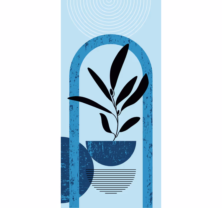 Stores enrouleurs fleurs et plantes pot de fleur bleu chic - TenStickers