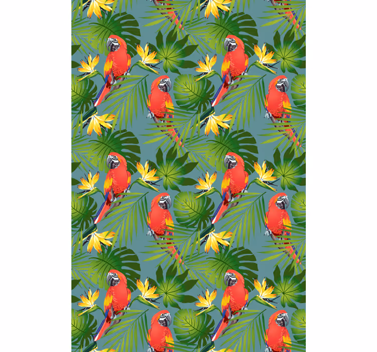 Store enrouleur animaux perroquets tropicaux et feuilles - TenStickers