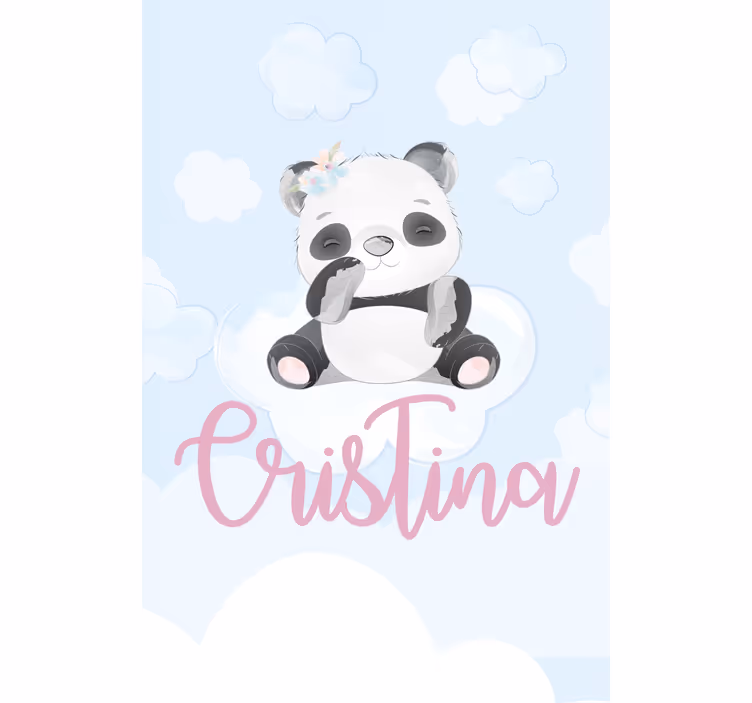 Store enrouleur pour chambre enfant panda assis avec nom - TenStickers