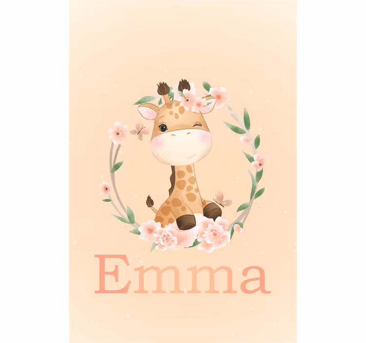Store enrouleur chambre enfant girafe avec prénom - TenStickers