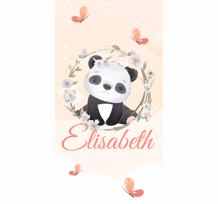 Store enrouleur pour chambre enfant bébé panda avec nom - TenStickers
