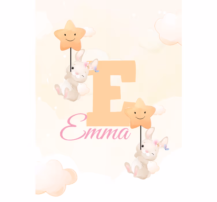 Store enrouleur pour chambre enfant lapins étoiles nom - TenStickers