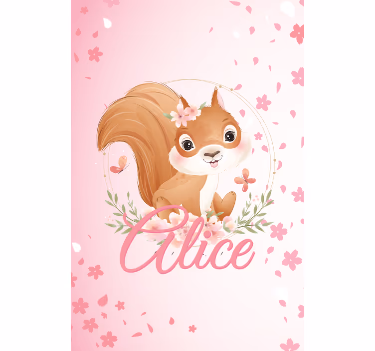 Store enrouleur pour chambre enfant écureuil avec nom - TenStickers