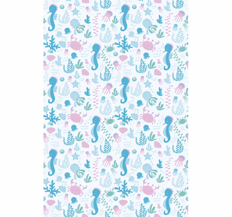 Store enrouleur salle de bain motif hippocampe - TenStickers
