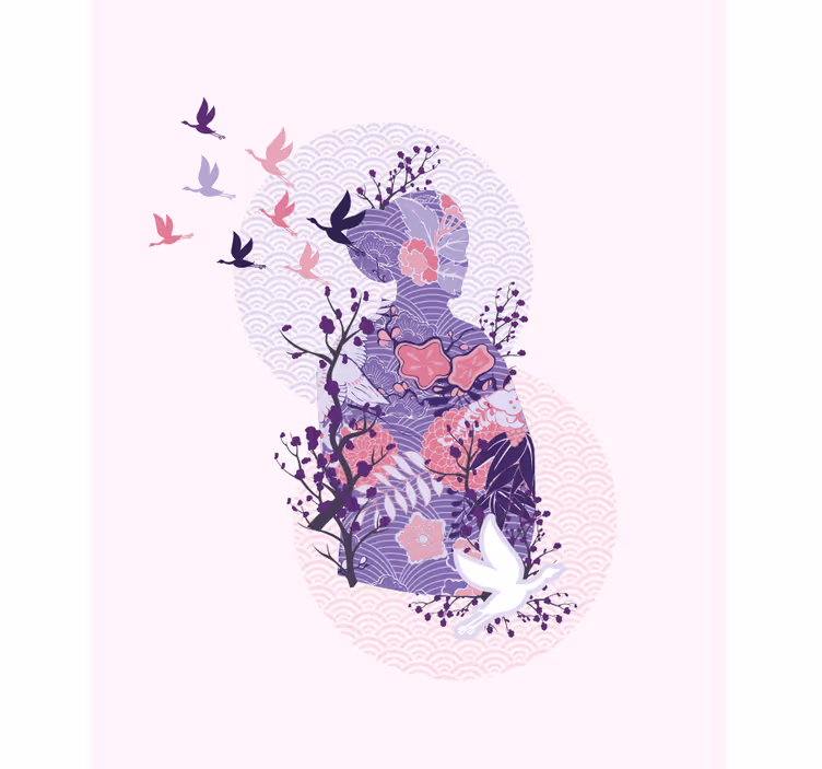 Stores enrouleurs fleurs et plantes art floral silhouette - TenStickers