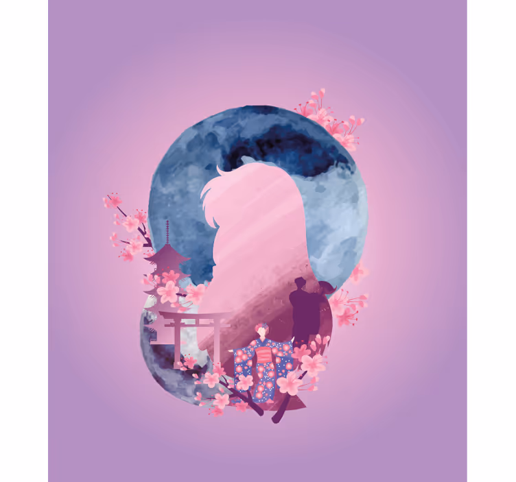 Store enrouleur romantique scène de fleurs en silhouette - TenStickers