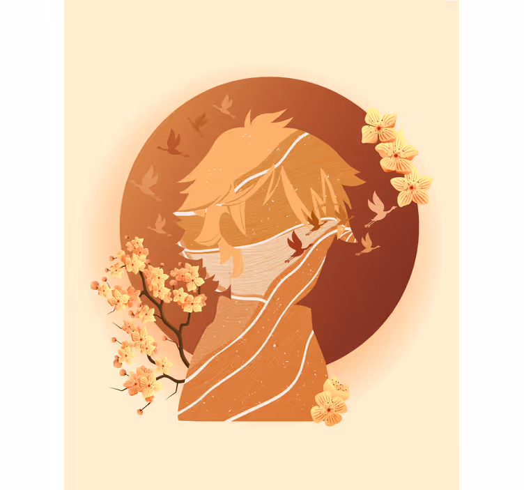 Store enrouleur bande dessinée silhouette nature asiatique - TenStickers