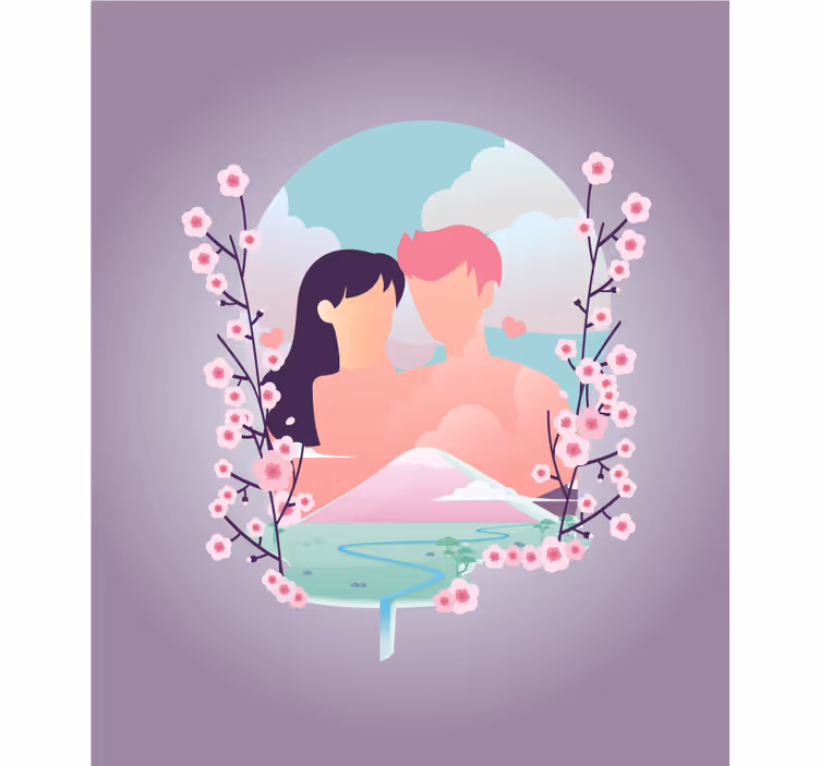 Store enrouleur romantique couple au milieu des fleurs - TenStickers