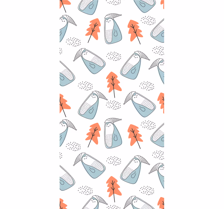 Store enrouleur scandinave pingouins avec des chapeaux - TenStickers