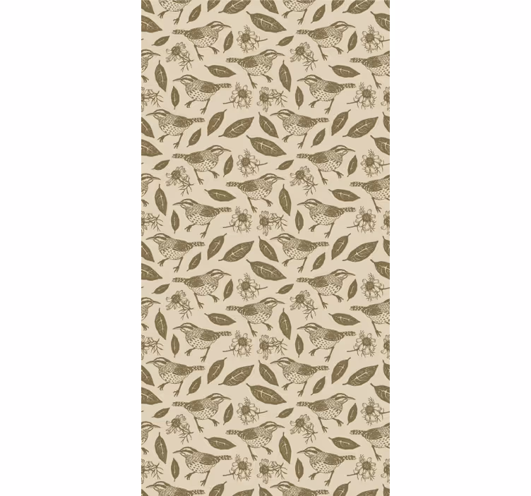 Store enrouleur salon beige oiseaux et plantes - TenStickers