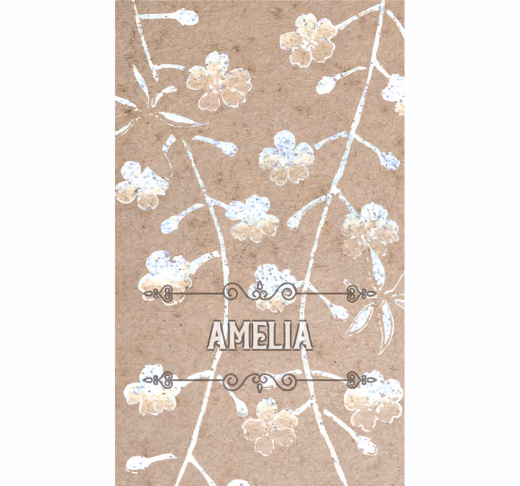 Store enrouleur couple motif floral beige avec nom - TenStickers