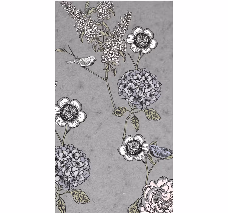 Stores enrouleurs fleurs et plantes motif doux gris - TenStickers