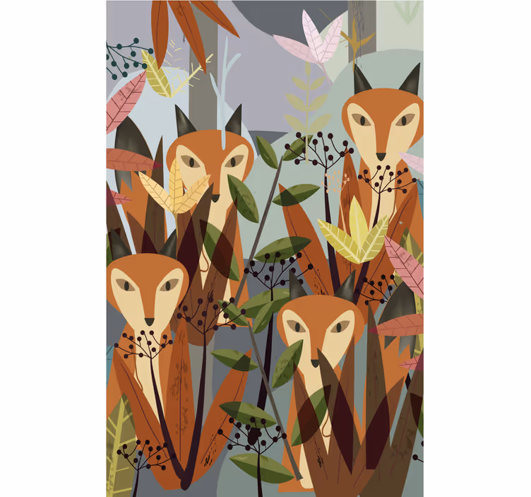 Store enrouleur animaux renards charmants en feuillage - TenStickers