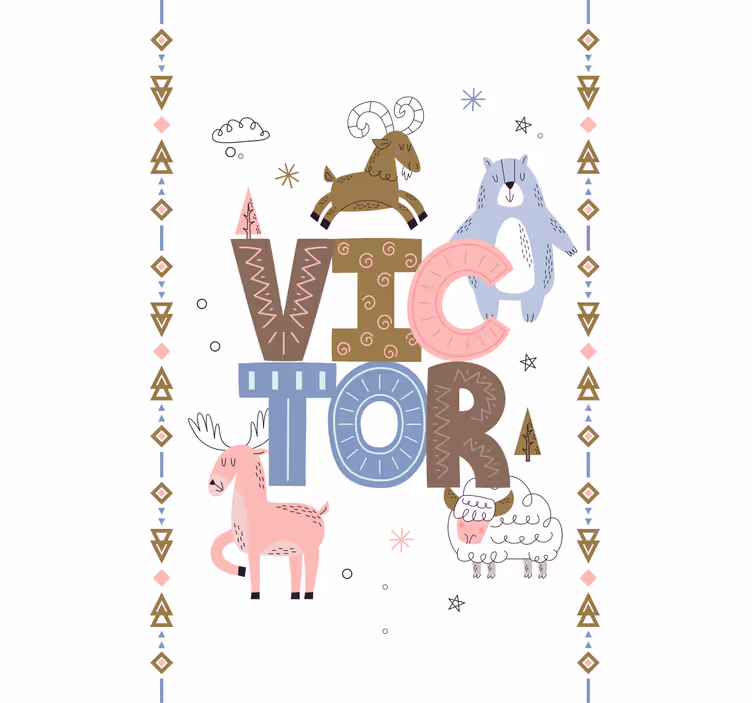 Store enrouleur scandinave design animal enfant avec nom - TenStickers