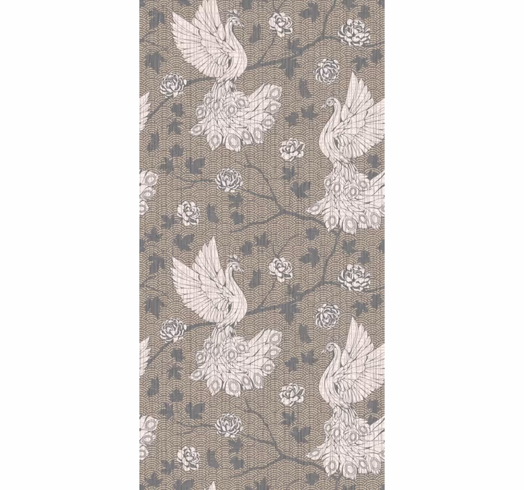 Store enrouleur élégant motif cygnes beige - TenStickers