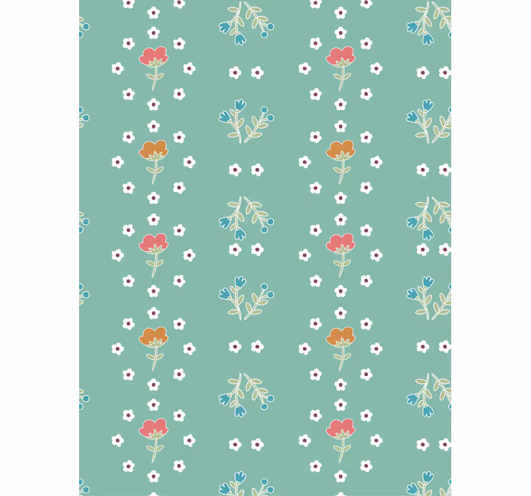 Store enrouleur floral composition thème turquoise - TenStickers