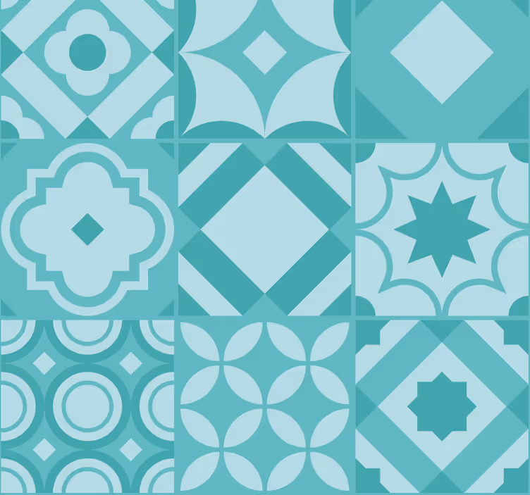 Store enrouleur cuisine turquoise effet carrelage - TenStickers