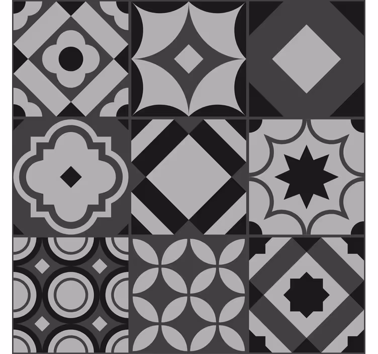 Store enrouleur cuisine effet carrelage carreaux noirs - TenStickers